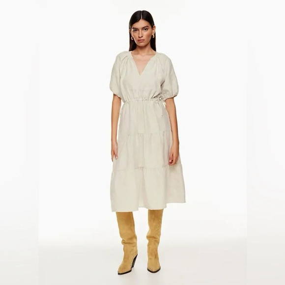 Aritzia Wilfred Decadence Organic Linen Tiered Midi Dress Size 2XS - Picture 1 of 13